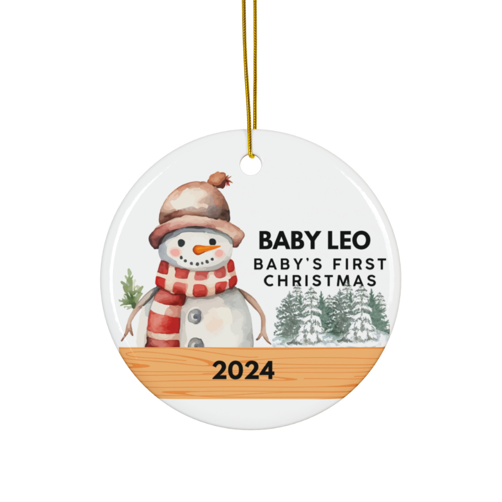 2024 Personalized Baby's First Christmas Circle Ceramic Ornament