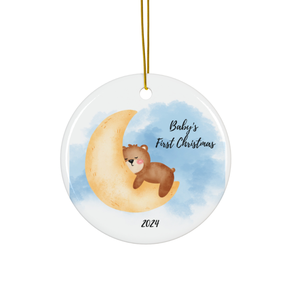 2024 Personalized Baby's First Christmas Circle Ceramic Ornament