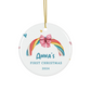 2024 Personalized Baby's First Christmas Rainbow Decoration Circle Ceramic Ornament