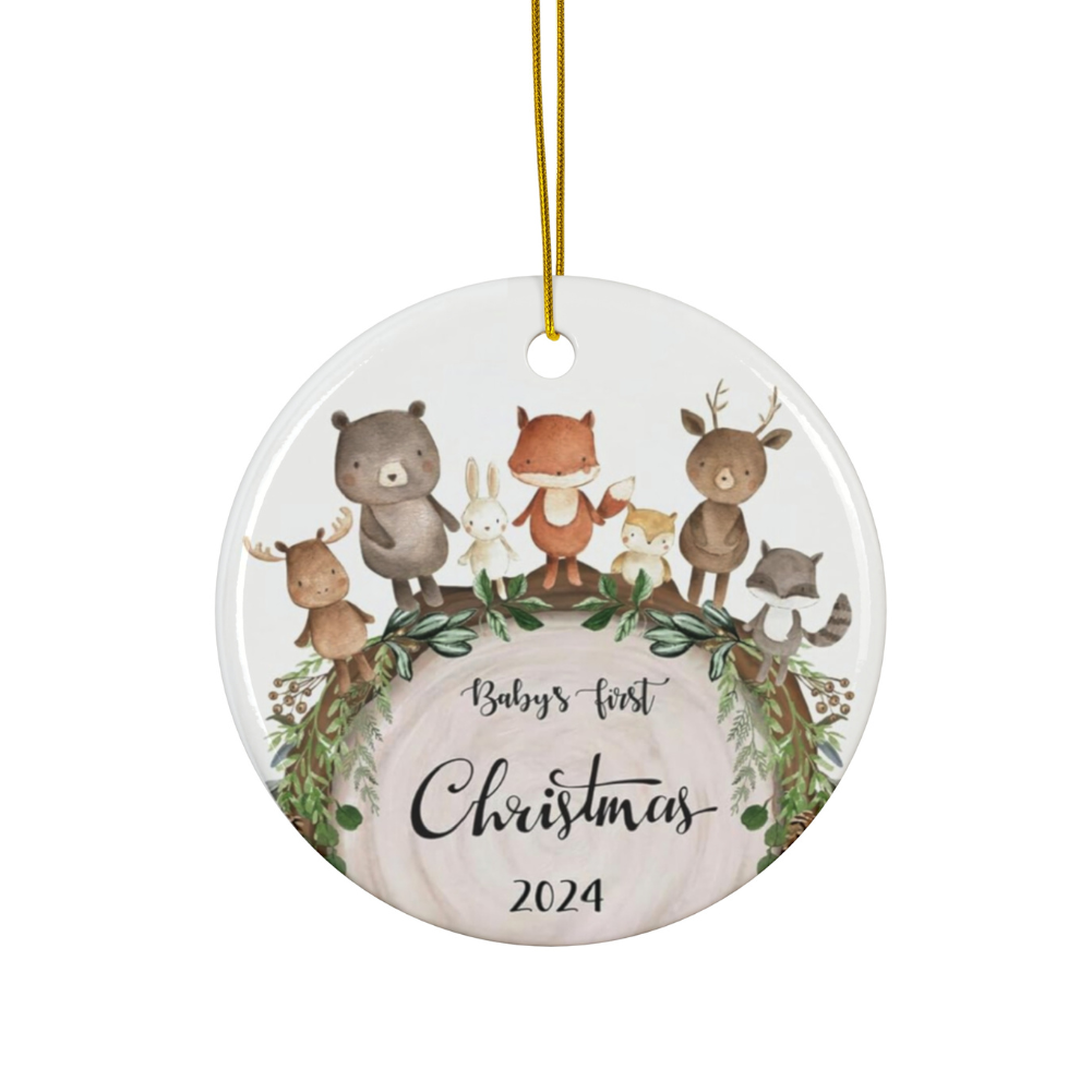 2024 Personalized Baby's First Christmas Circle Ceramic Ornament