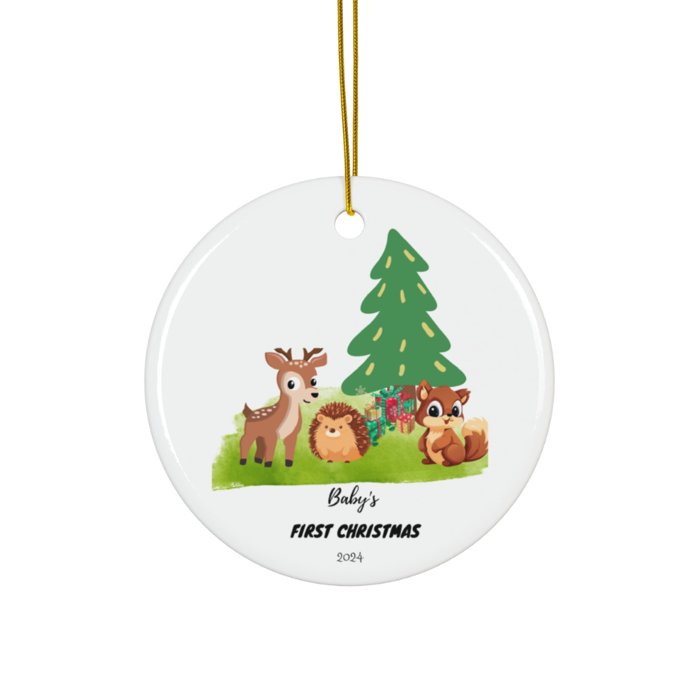 2024 Personalized Baby's First Christmas Circle Ceramic Ornament