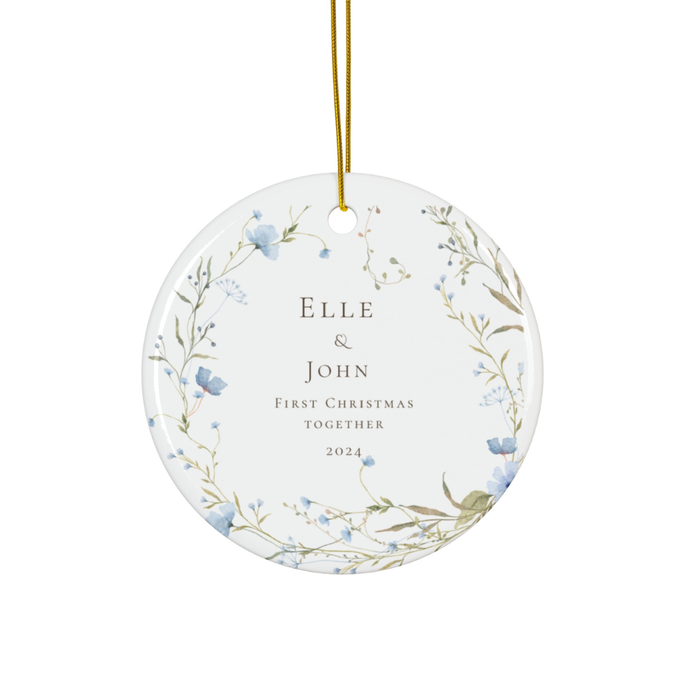 2024 Personalized First Christmas Married Circle Ceramic Ornament