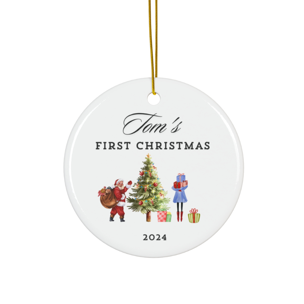 2024 Personalized Baby's First Christmas Circle Ceramic Ornament