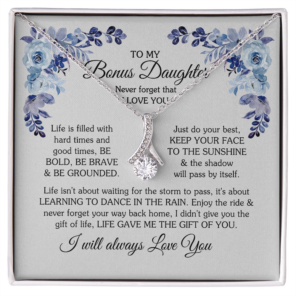 To My Bonus Daughter Necklace, Alluring Beauty Necklace, Bonus Daughter Gift 04122 B0BNYDTZFT