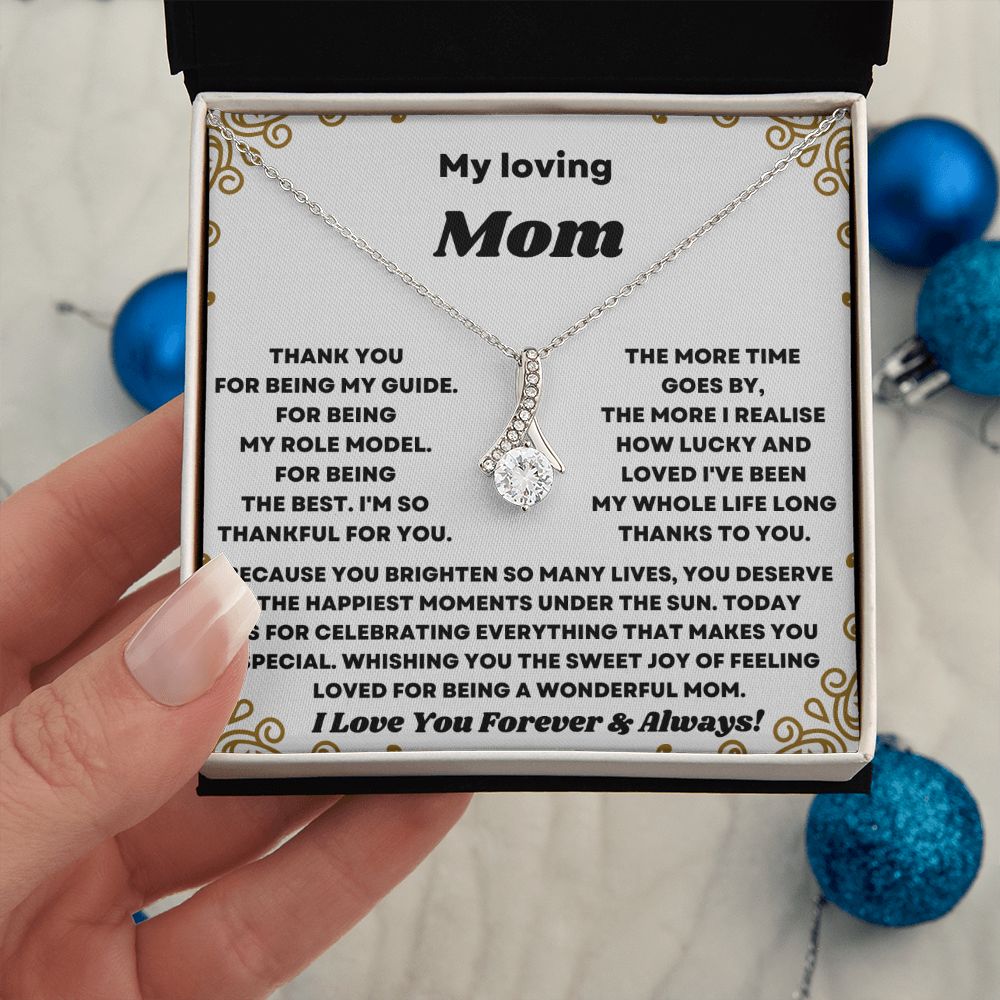 Mom Gift, from Son, Thank You 14K White Gold Finish / Luxury Box