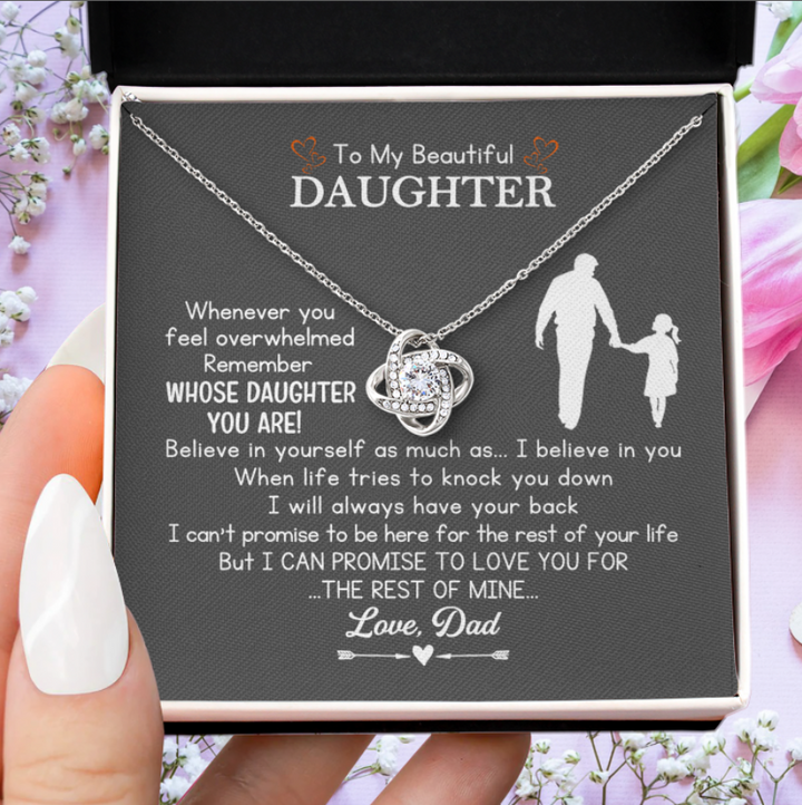 To My Beautiful Daughter Love Knot Necklace，Gift for Daughter from Mom -  Sayings into Things