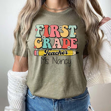 Load image into Gallery viewer, Personalized First Grade Teacher Shirt, Custom Teacher Tshirt, Teacher Shirts For Women
