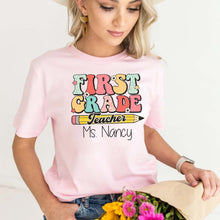 Load image into Gallery viewer, Personalized First Grade Teacher Shirt, Custom Teacher Tshirt, Teacher Shirts For Women
